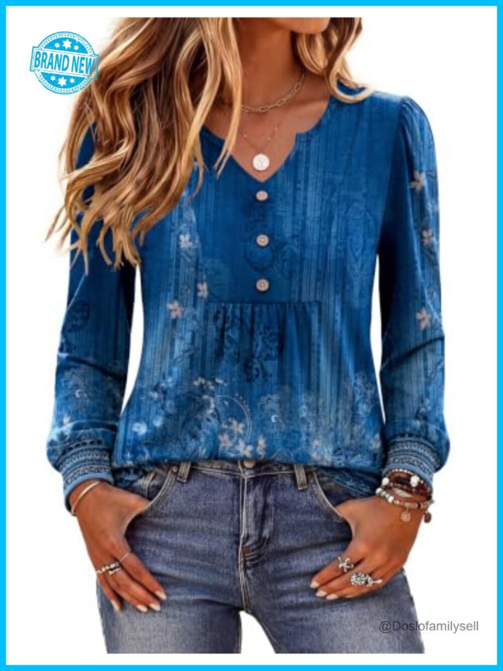 Womens Long Sleeve Pleated Tunic Top V-Neck Casual Fall Blouse